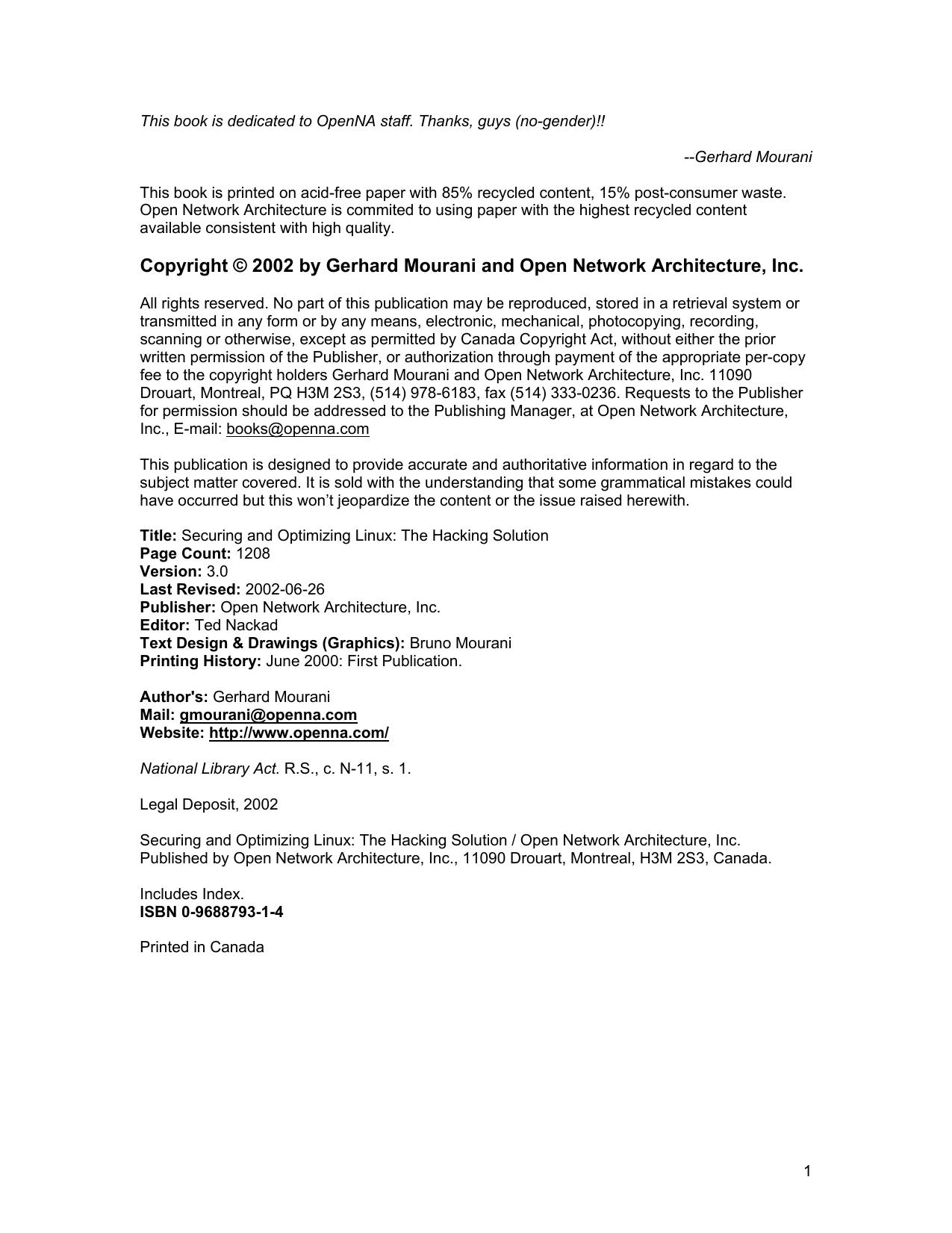 Securing Optimizing Linux The Hacking Solution 3.0