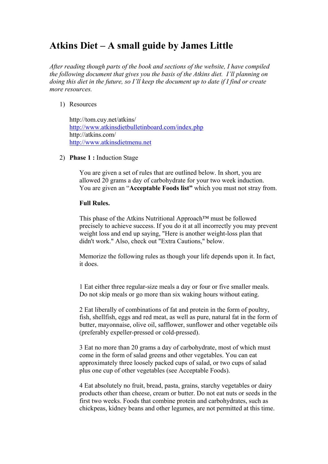 Atkins Diet – A small guide by James Little