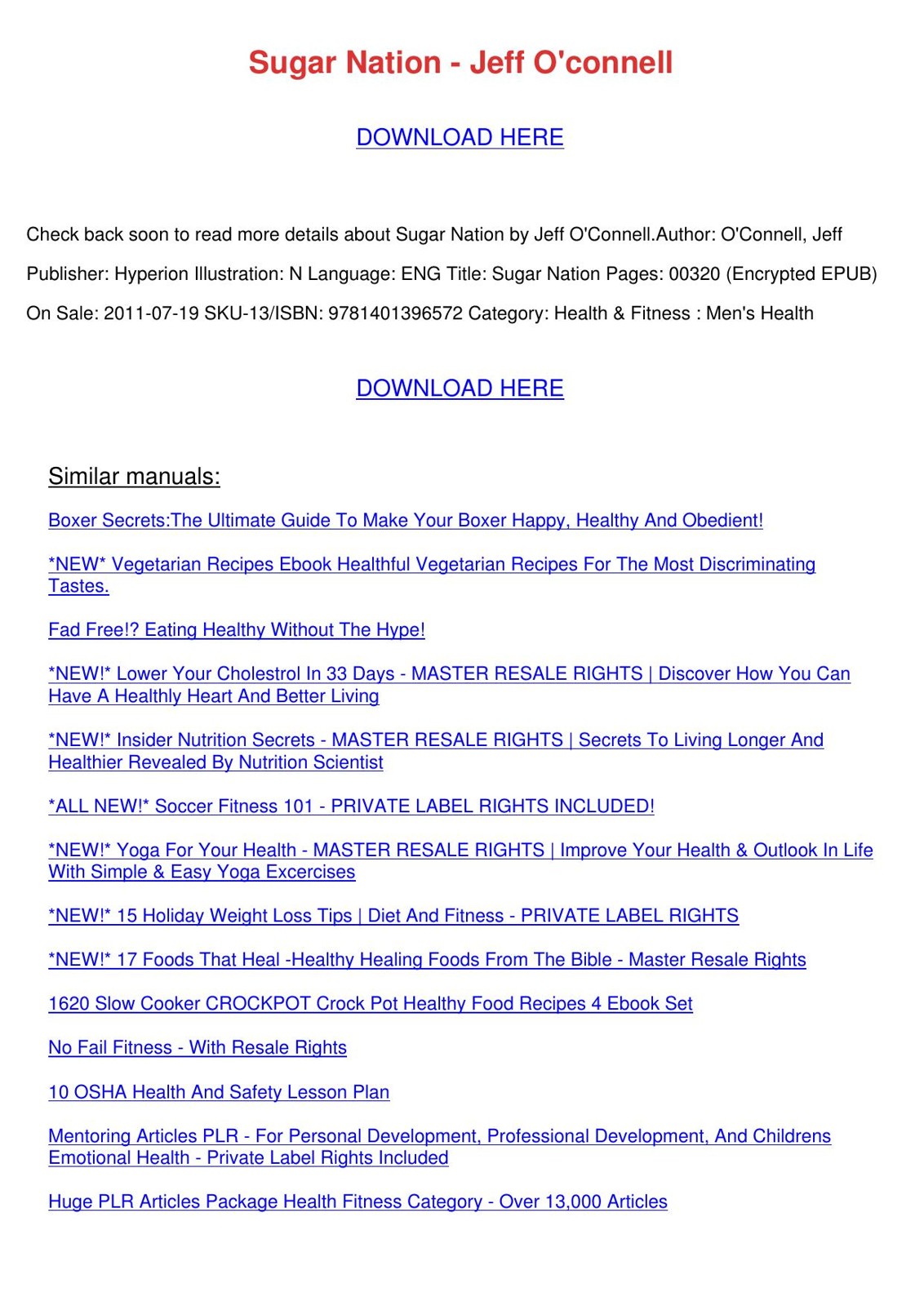 sugar nation jeff oconnell